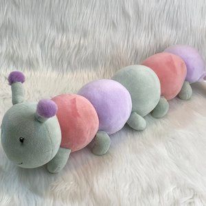 Cute! Clyde the Caterpillar Pastel Colored Plush Stuffed Animal 18" x5"
